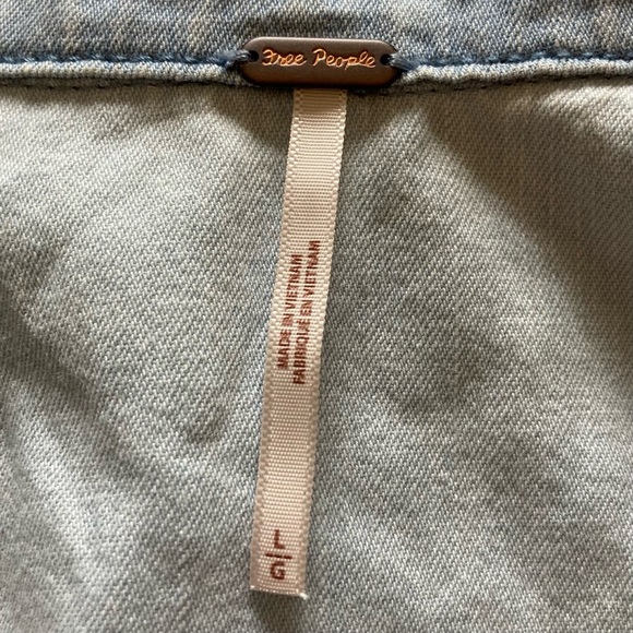 Free People Daisy Baby Patchwork Denim Top with Wide Collar and Ruffle Detail - Picture 2 of 13